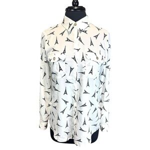 Karl Lagerfeld Paris Eiffel Tower Print Long Sleeve Button Shirt Size S